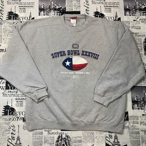Reebok Superbowl XXXVIII 2004 TX Men's heather grey y2k sweatshirt football XL